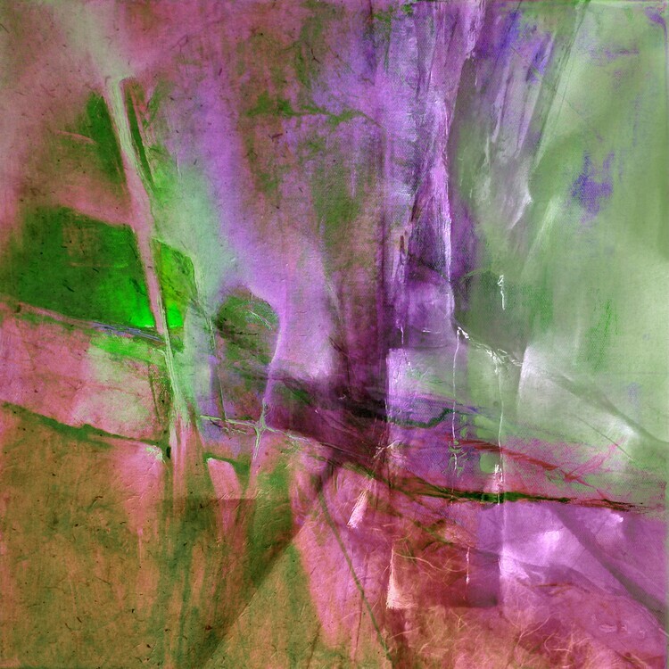 Annette Schmucker Plakát, Obraz - Pas de deux - green and purple, Annette Schmucker, 40 × 40 cm