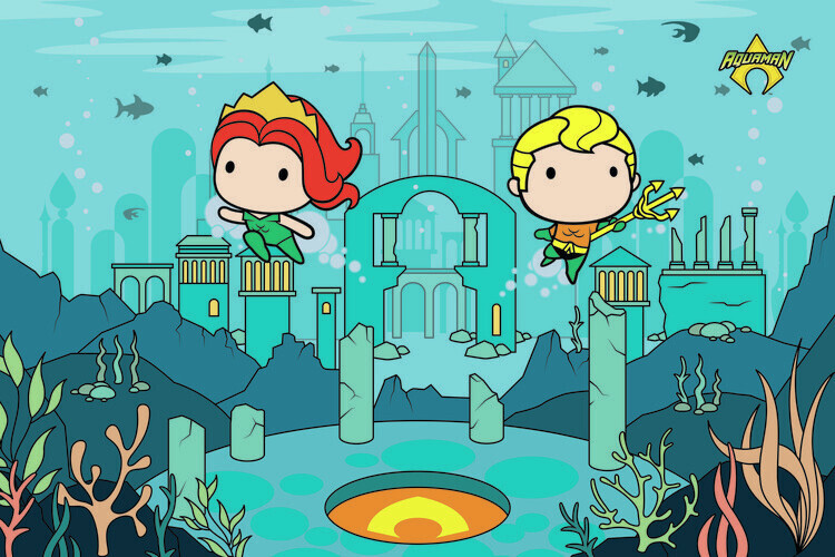 Europosters Plakát, Obraz - Aquaman and Mera - Chibi, 40 × 26.7 cm