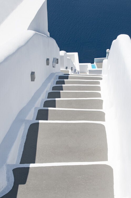 Linda Wride Plakát, Obraz - steps to pool and sea, Linda Wride, 26.7 × 40 cm