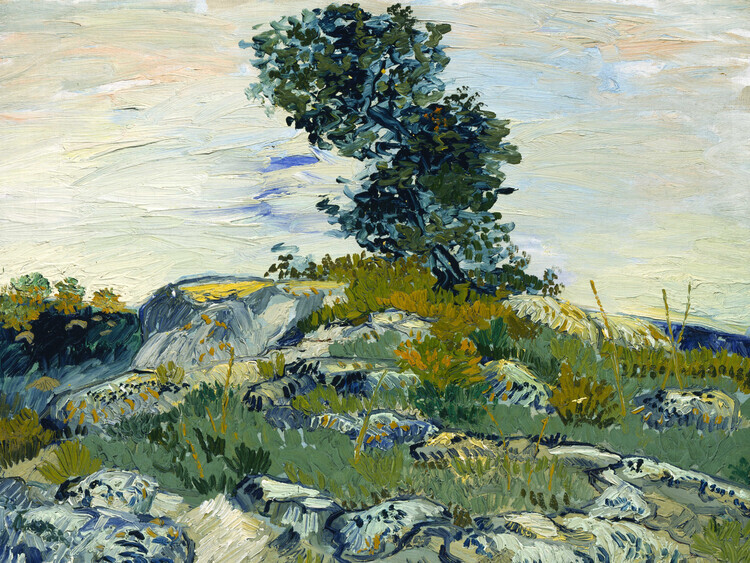 Vincent van Gogh Plakát, Obraz - The Rocks with Oak tree (1888), Vincent van Gogh, 40 × 30 cm