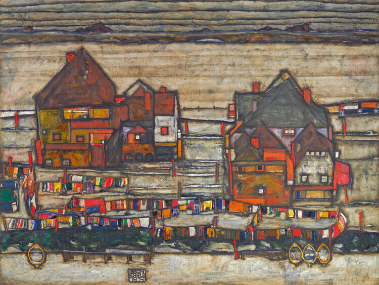 Egon Schiele Plakát, Obraz - Houses on Laundry Day, Egon Schiele, 40 × 30 cm