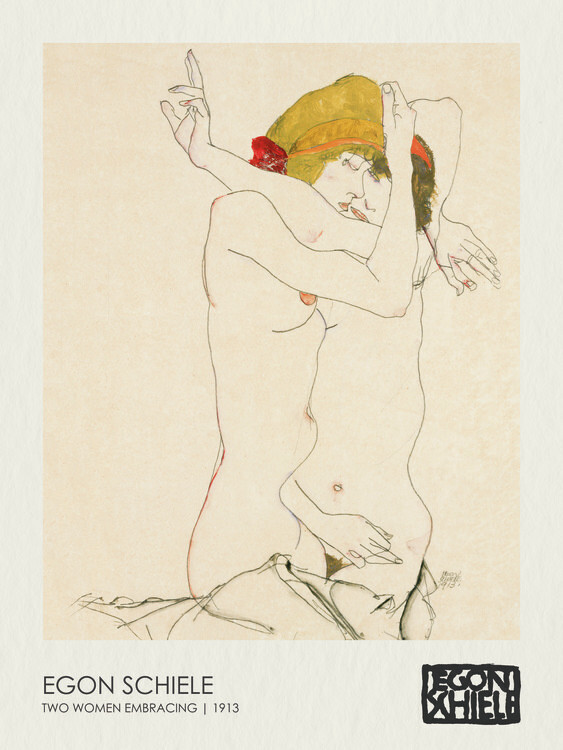 Egon Schiele Plakát, Obraz - Two Women Embracing (1913), Egon Schiele, 30 × 40 cm