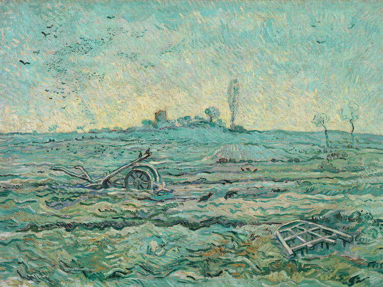 Vincent van Gogh Plakát, Obraz - Snow-Covered Field with a Harrow (after Millet), Vincent van Gogh, 40 × 30 cm
