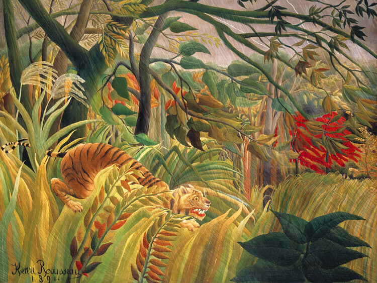 Henri Rousseau Plakát, Obraz - Tiger in a Tropical Storn, Henri Rousseau, 40 × 30 cm