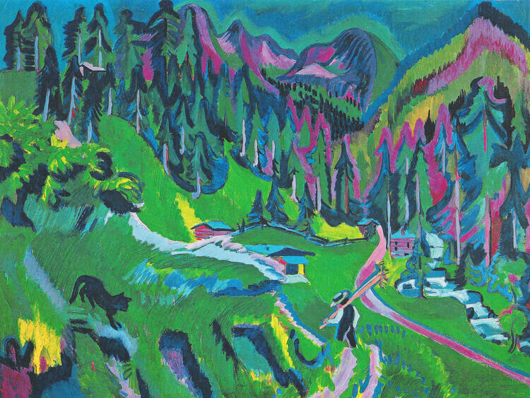 Ernst Ludwig Kirchner Plakát, Obraz - Black Cat in a Mountain Landscape, Ernst Ludwig Kirchner, 40 × 30 cm