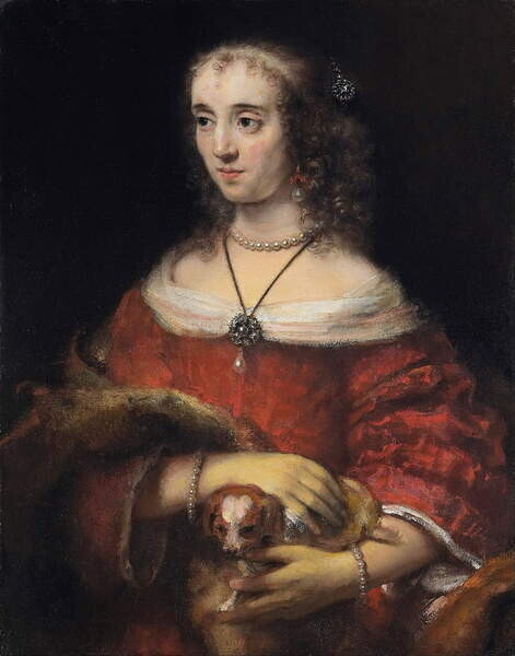 Rembrandt Harmensz. van Rijn Plakát, Obraz - Portrait of a Lady with a Lap Dog, Rembrandt Harmensz. van Rijn, 30 × 40 cm