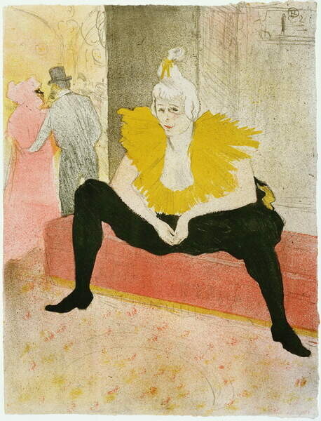 Toulouse-Lautrec, Henri de Plakát, Obraz - Seated Clowness (Mademoiselle Cha-u-ka-o), Toulouse-Lautrec, Henri de, 30 × 40 cm
