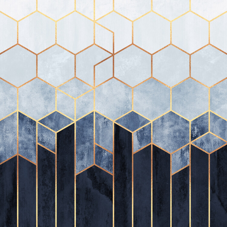 Elisabeth Fredriksson Plakát, Obraz - Soft Blue Hexagons, Elisabeth Fredriksson, 40 × 40 cm
