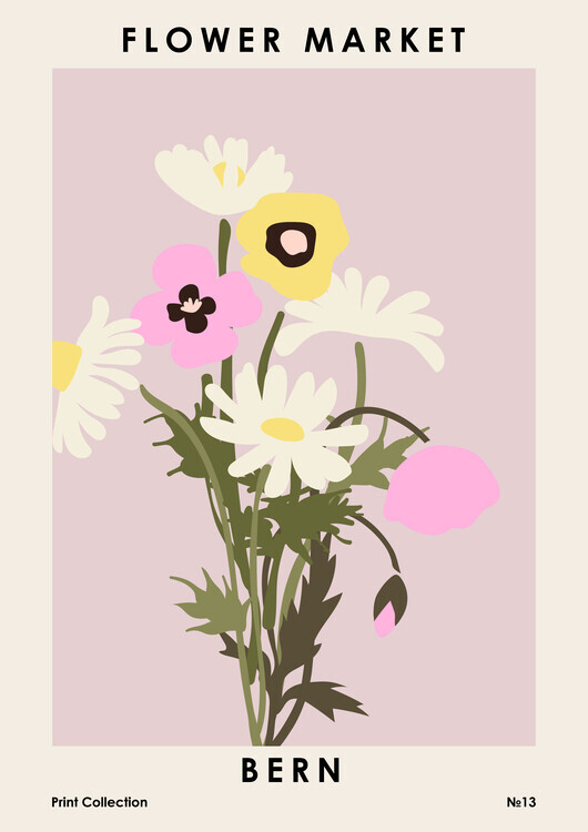 NKTN Plakát, Obraz - Flower Market Bern, NKTN, 30 × 40 cm