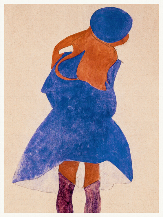 Egon Schiele Plakát, Obraz - Girl in a Blue Coat, Egon Schiele, 30 × 40 cm