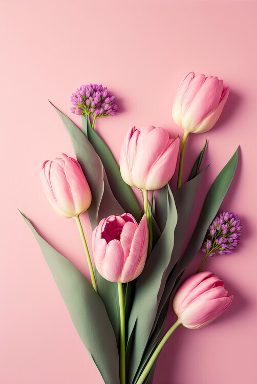 Treechild Plakát, Obraz - Pink Tulips, Treechild, 26.7 × 40 cm