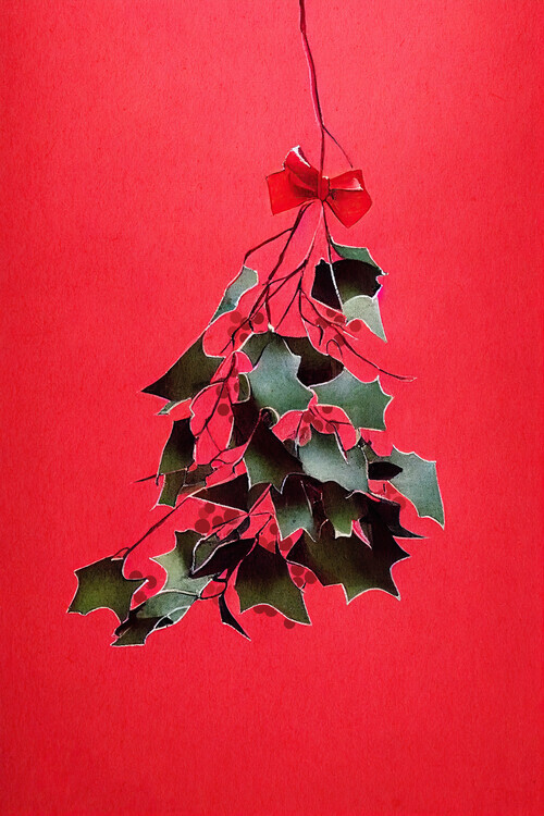 Treechild Plakát, Obraz - Mistletoe With Red Bow, Treechild, 26.7 × 40 cm
