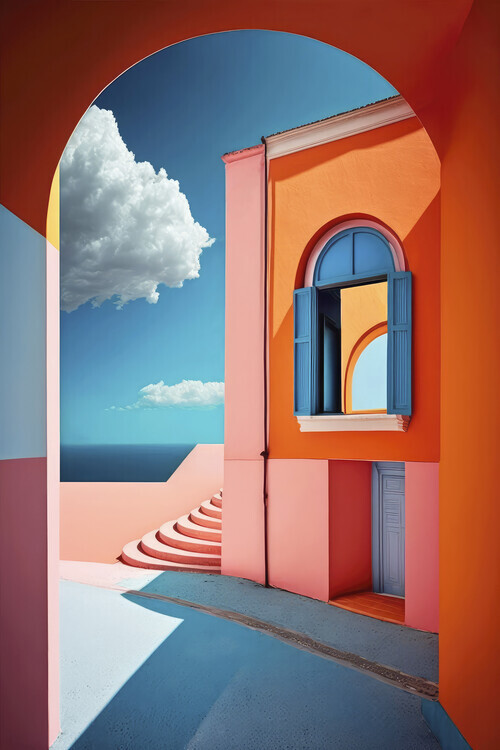 Treechild Plakát, Obraz - Geometric Village, Treechild, 26.7 × 40 cm