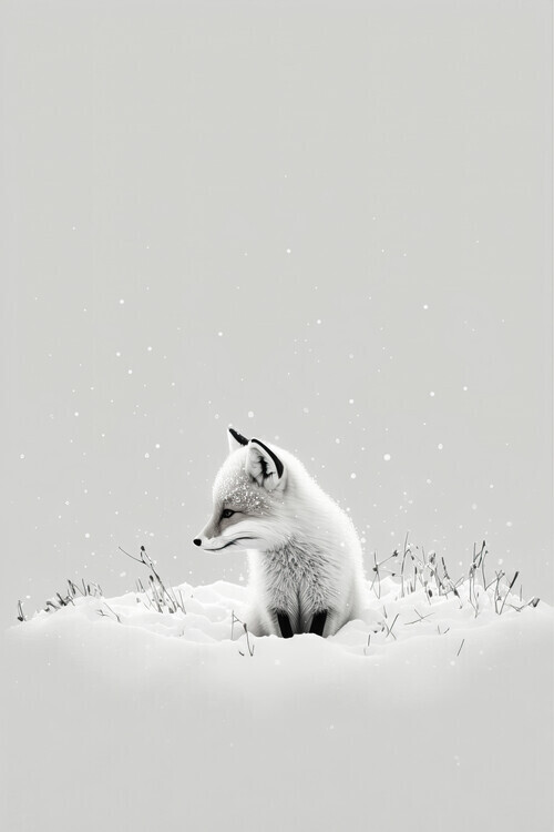 Treechild Plakát, Obraz - Snow Fox, Treechild, 26.7 × 40 cm