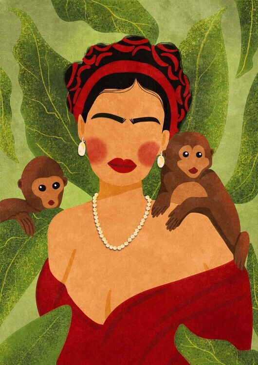 Raissa Oltmanns Plakát, Obraz - Frida and Monkeys, Raissa Oltmanns, 30 × 40 cm