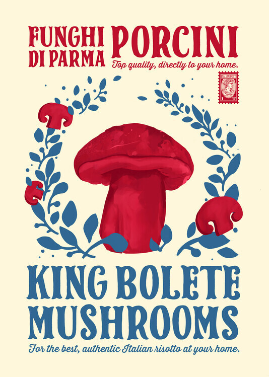 Dionisis Gemos Plakát, Obraz - Porcini kitchen print, Dionisis Gemos, 30 × 40 cm