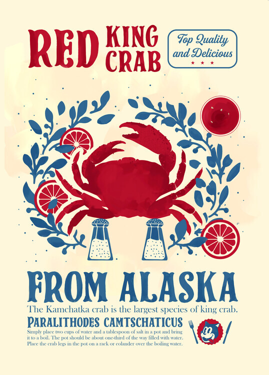 Dionisis Gemos Plakát, Obraz - Crab kitchen print, Dionisis Gemos, 30 × 40 cm