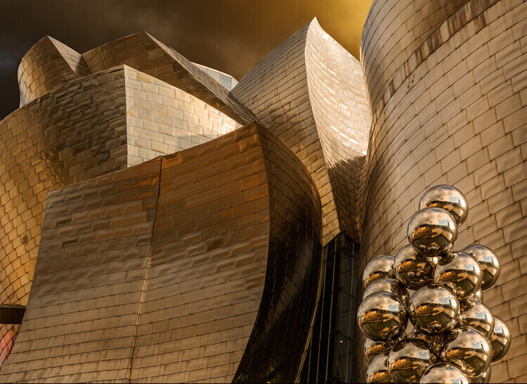 Jois Domont Plakát, Obraz - Reflections on spheres (Serie Guggenheim Bilbao), Jois Domont, 40 × 30 cm