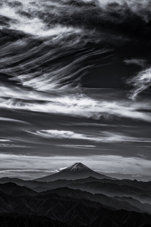 Masayuki Nozaki Plakát, Obraz - Expressive clouds and Mt.Fuji, Masayuki Nozaki, 26.7 × 40 cm