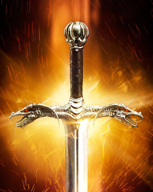 Maciej Frolow Plakát, Obraz - Long sword with dragon heads on guard, Maciej Frolow, 30 × 40 cm