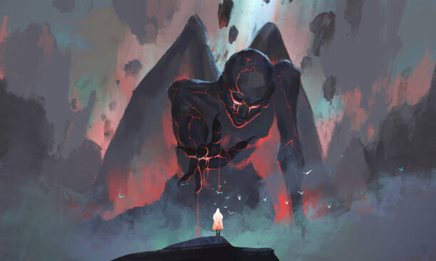 liuzishan Plakát, Obraz - A person faces a monster rising, liuzishan, 40 × 24 cm
