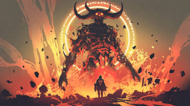 Grandfailure Plakát, Obraz - the boss fight with lava demon, Grandfailure, 40 × 22.2 cm