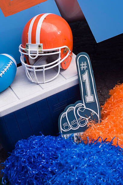Jupiterimages Plakát, Obraz - Football items for tailgate party, Jupiterimages, 26.7 × 40 cm