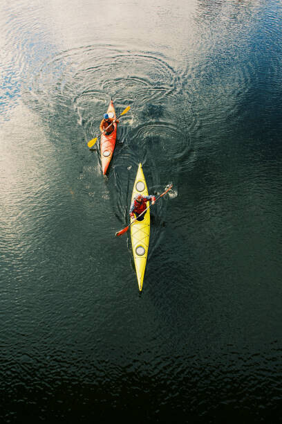 Vitalalp Plakát, Obraz - Two men are kayaking along the river., Vitalalp, 26.7 × 40 cm