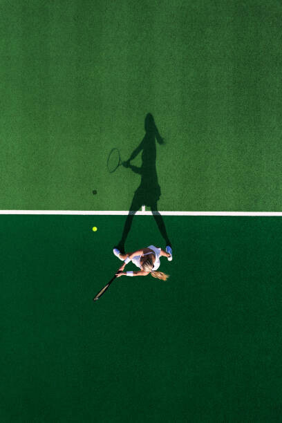 Abstract Aerial Art Plakát, Obraz - Drone shot above a female tennis, Abstract Aerial Art, 26.7 × 40 cm