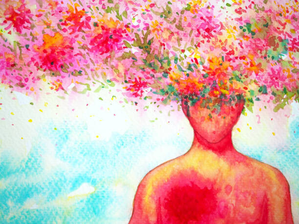 Benjavisa Plakát, Obraz - mind spiritual human body head flower, Benjavisa, 40 × 30 cm