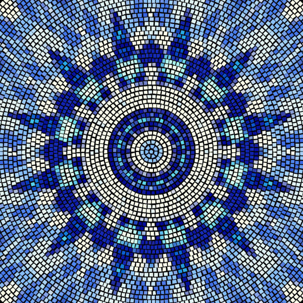 kastanka Plakát, Obraz - Vector seamless mosaic art pattern. Art, kastanka, 40 × 40 cm