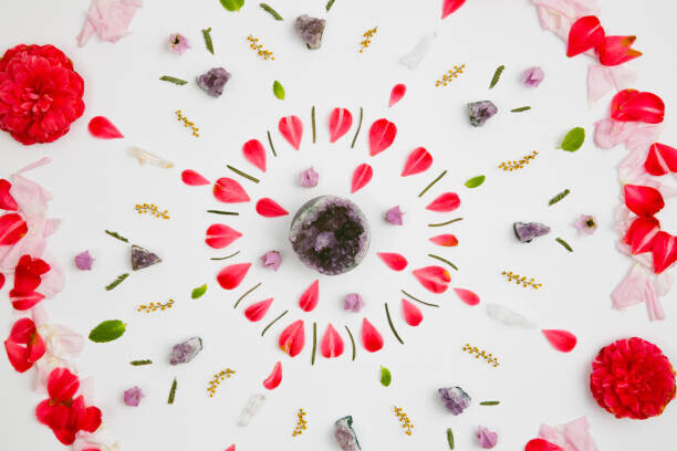Cavan Images Plakát, Obraz - Overhead view of flower petals decorated, Cavan Images, 40 × 26.7 cm