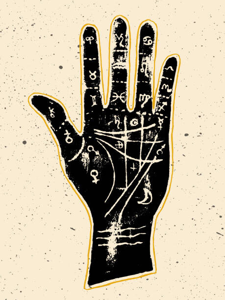 NONUMMYdesign Plakát, Obraz - Palmistry hand on a white background, NONUMMYdesign, 30 × 40 cm