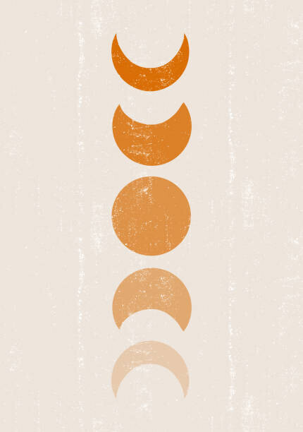 Tolchik Plakát, Obraz - Background with Moon phases print boho, Tolchik, 26.7 × 40 cm