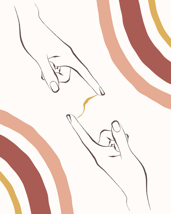 Beth Cai Plakát, Obraz - Hands Connect, Beth Cai, 30 × 40 cm