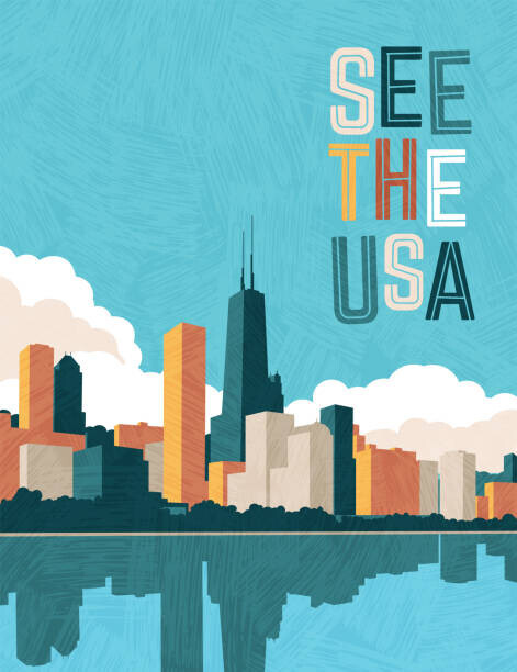 teddyandmia Plakát, Obraz - USA travel poster design template. Chicago, teddyandmia, 30 × 40 cm