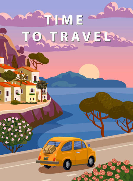 VectorUp Plakát, Obraz - Time To Travel Italy, mediterranean romantic, VectorUp, 30 × 40 cm