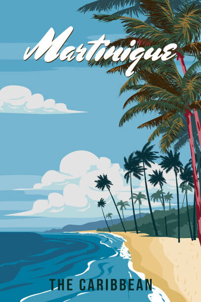 VectorUp Plakát, Obraz - Travel poster Martinique tropical island resort, VectorUp, 26.7 × 40 cm