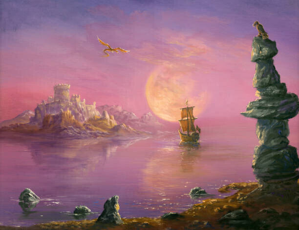 Pobytov Plakát, Obraz - Fairy Moon, Pobytov, 40 × 30 cm