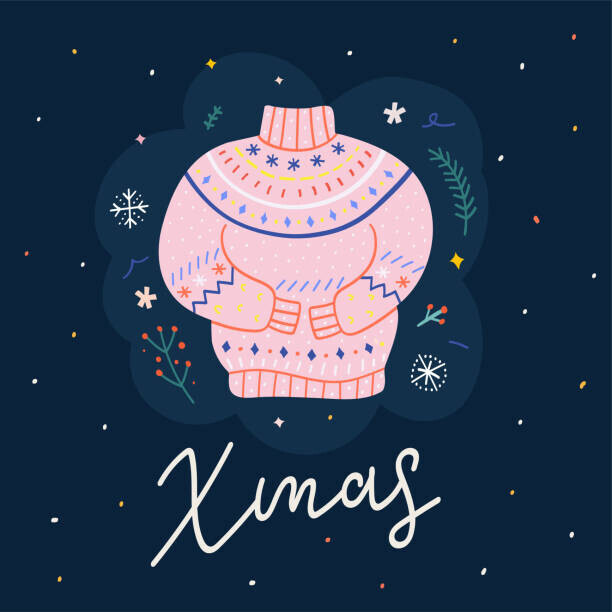 Ksenia Zvezdina Plakát, Obraz - Christmas greeting card design with cute, Ksenia Zvezdina, 40 × 40 cm