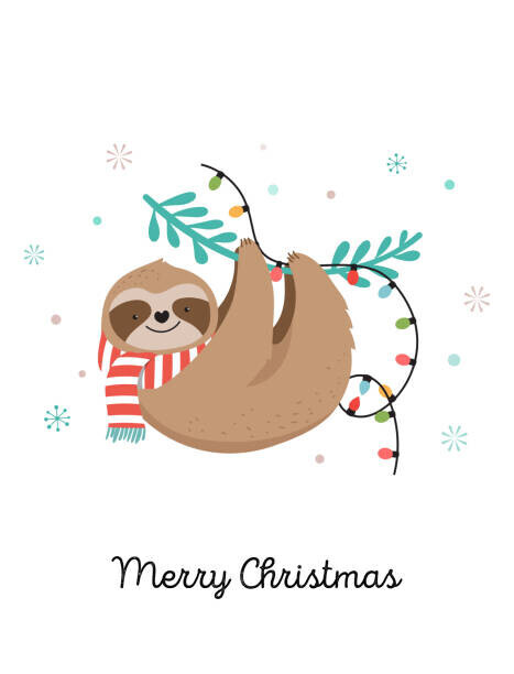 ma_rish Plakát, Obraz - Cute sloth, funny Christmas illustrations with, ma_rish, 30 × 40 cm