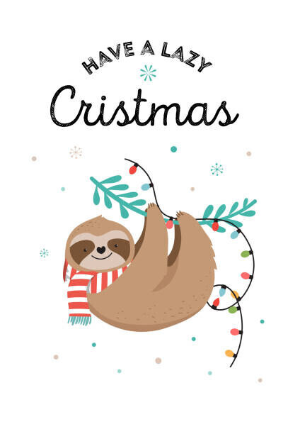 ma_rish Plakát, Obraz - Cute sloths, funny Christmas illustrations with, ma_rish, 26.7 × 40 cm
