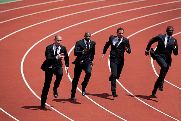 Photo and Co Plakát, Obraz - Businessmen runnin g on track, Photo and Co, 40 × 26.7 cm