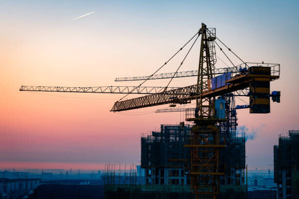 bjdlzx Plakát, Obraz - Construction site under sunset, bjdlzx, 40 × 26.7 cm