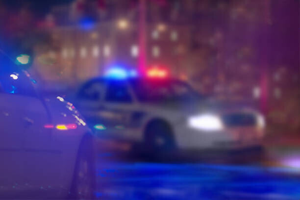 TheaDesign Plakát, Obraz - US police car at night., TheaDesign, 40 × 26.7 cm