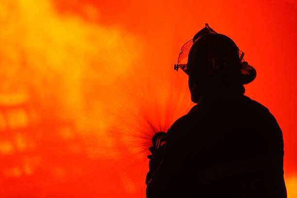Walter Bibikow Plakát, Obraz - Silhouetted fireman, Walter Bibikow, 40 × 26.7 cm