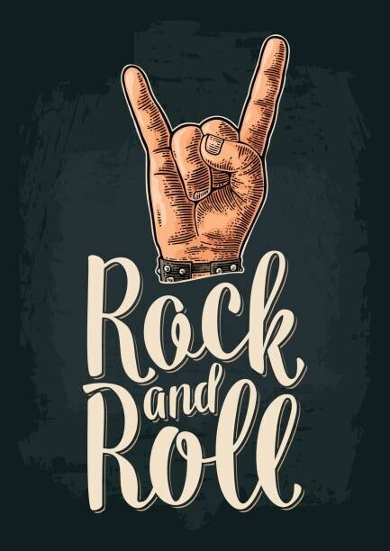 DenPotisev Plakát, Obraz - Rock and Roll sign. Vector black, DenPotisev, 30 × 40 cm