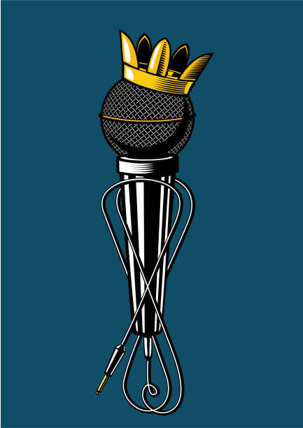 ne2pi Plakát, Obraz - Microphone with kings crown., ne2pi, 30 × 40 cm