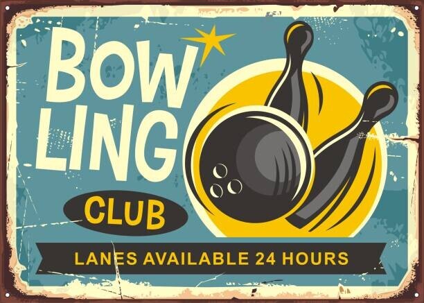 lukeruk Plakát, Obraz - Bowling club retro poster design, lukeruk, 40 × 30 cm