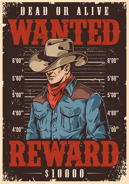 IMOGI Plakát, Obraz - Wanted bandit vintage poster colorful, IMOGI, 30 × 40 cm